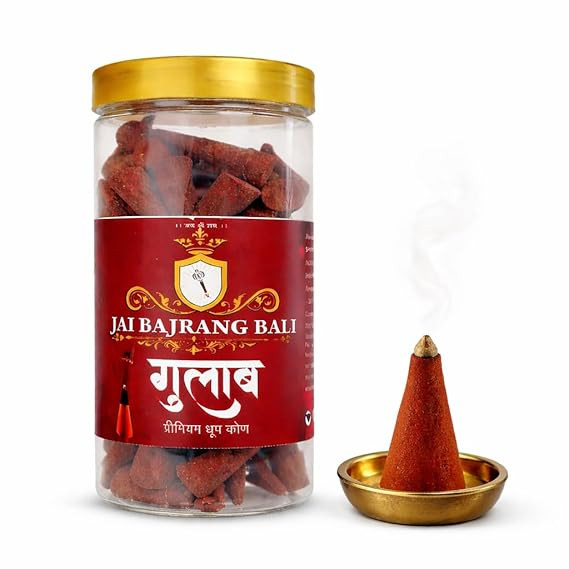 Gulab Flavour Dhoop Cones for Pooja, 400g Incense Cone with Holder, Non-Charcoal & Bamboo Less Dhup Batti, Low Smoke, Natural Ingredients
