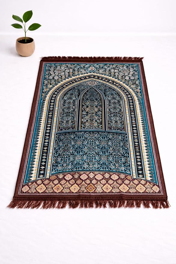 Premium Turkish Velvet Prayer Mat | Soft & Luxurious Namaz Aasan | Non-Slip Prayer Mat for Daily Salah | 70x110 cm | Multi-2