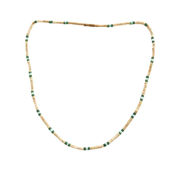 Tulsi Kanthi Mala 21.5 cm | Natural Tulsi Wood Prayer Beads Mala with Green & White Beads | Traditional Spiritual Mala for Daily Puja, Chanting & Meditation