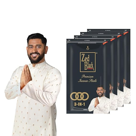 Zed Black 3 in 1 Premium Incense Sticks - Aroma Fragrance Sticks for Refreshing and Alluring Environment - Pack of 4