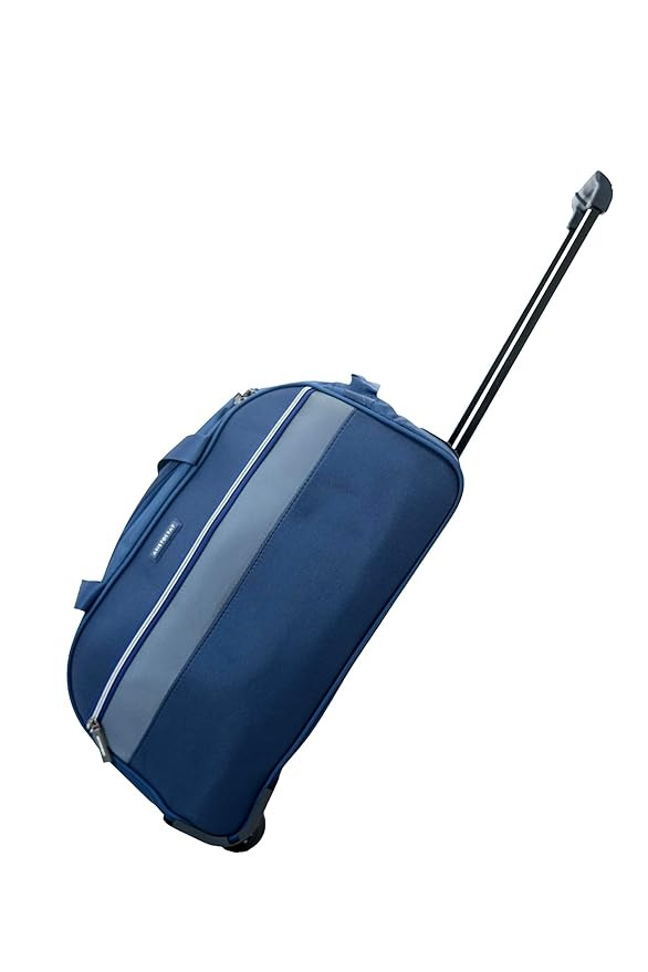 VIP DFT Cabin Size Duffle Trolley Bag | Lightweight, Durable, 2-Wheel Travel Duffle with Telescopic Trolley Handle | Compact and Spacious Travel Bag (Navy Blue)