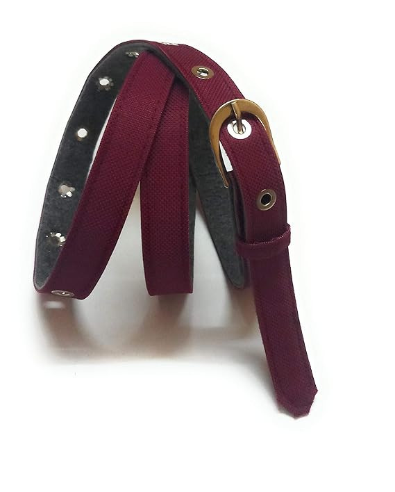 generic women sleek nerrow maroon denim material belt for skyblue jeans