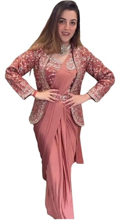 Ready To Wear Saree For Women's And Girls Heavy Rangoli Silk Fabric With Embroidery Cording Work Koti Fully Stiched Work Bollywood Style