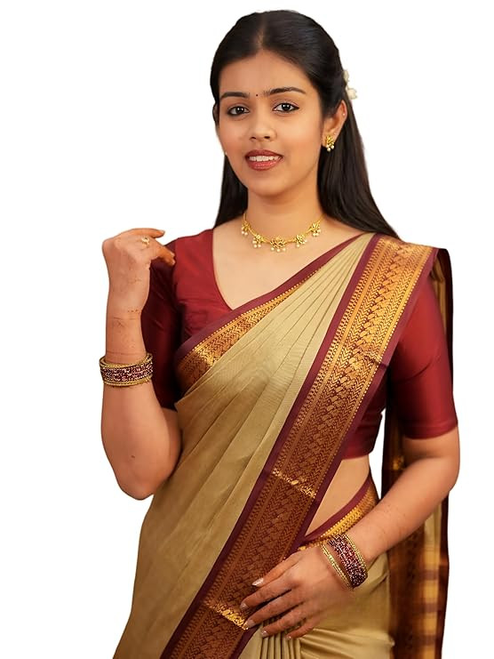 Women's Kanjivaram Soft Silk Saree For Wedding Banarasi Style Sari With Blouse Piece