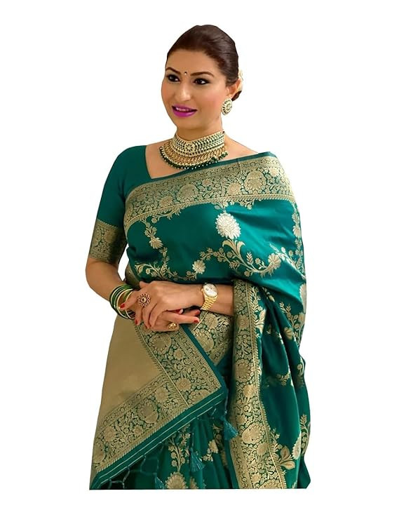 Women's Kanjivaram Soft Silk Banarasi Sarees With Blouse Piece