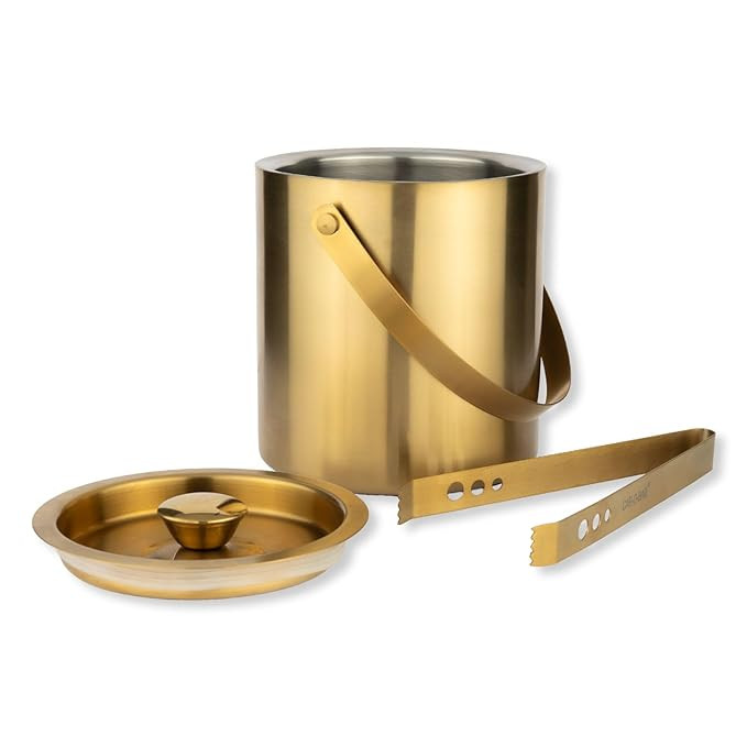 Premium Gold Stainless Steel Icebucket with Tong 1500 ml | Ice Bucket for Bar & Home | Premium Ice Bucket with Tong | Bar Accessories for Home