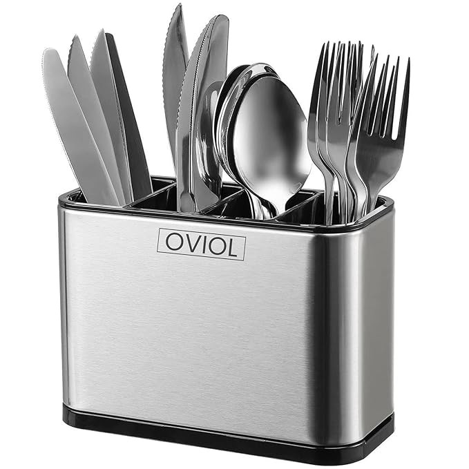 Stainless Steel Spoon Stand for Kitchen Steel Cutlery Stand Spoon Organizer for Kitchen Cutlery Holder for KitchenCountertop Forks Spatula Knives Spoon Holder Rustproof Durable.