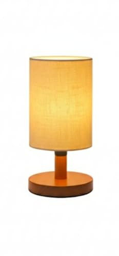 Modern Wooden Table Lamp with Linen Fabric Shade | Decorative Bedside Lamp for Bedroom, Living Room & Office