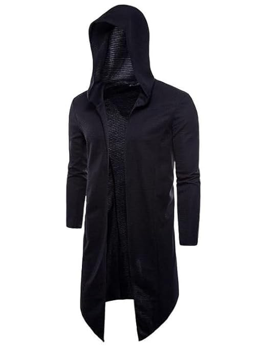 Men Long Hooded Shrug | Full Sleeve Open Front Cardigan Style Jacket for Boys & Men | Casual Streetwear Outerwear