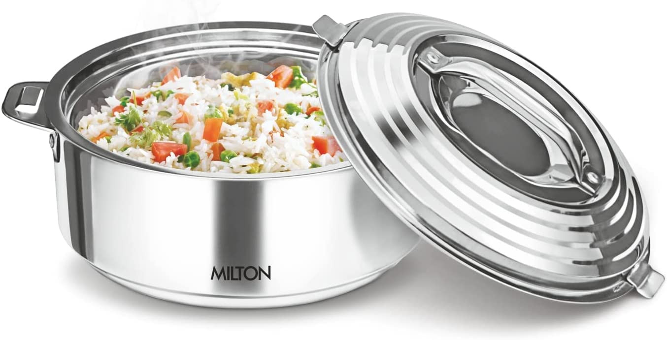 MILTON Steel Snack Medium Lunch Box PU Insulated Stainless Steel Container with Inner Partition Plate, 700 ml, Silver, for Travelling, School & Office