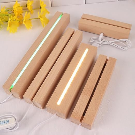 Display Night Lights Wood Lighted Base L Stand for DIY Glass Jewelry 300mm Name Letters Resin Art Display (8 in)