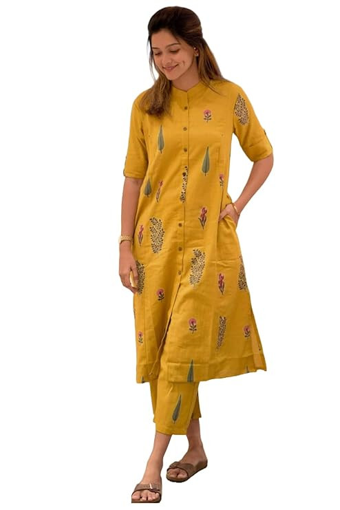 Women's Rayon Viscose A-Line Printed Kurta with Pant