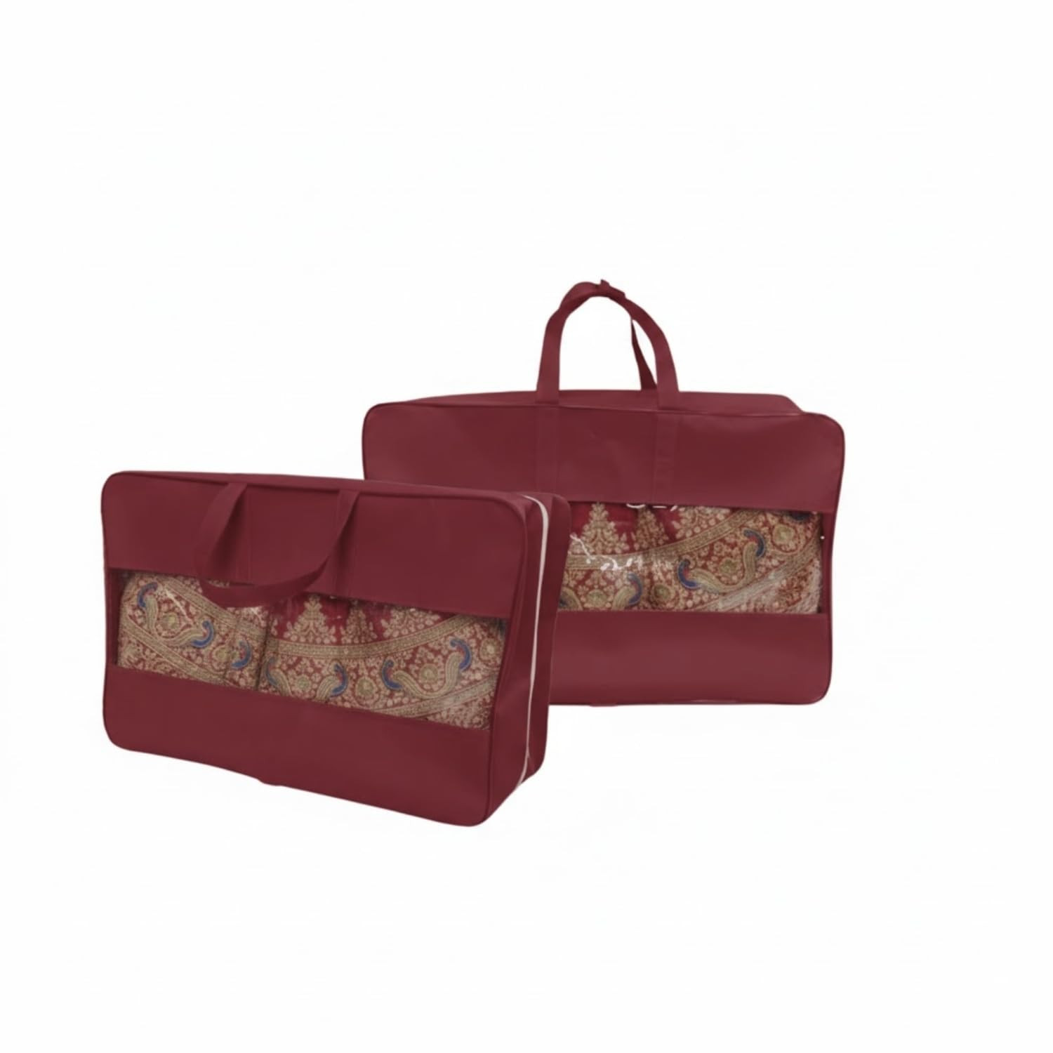 Organizer | Spacious Fabric Storage Box with Zip & Handle | Dust & Moisture Protection (1, Mahroon)