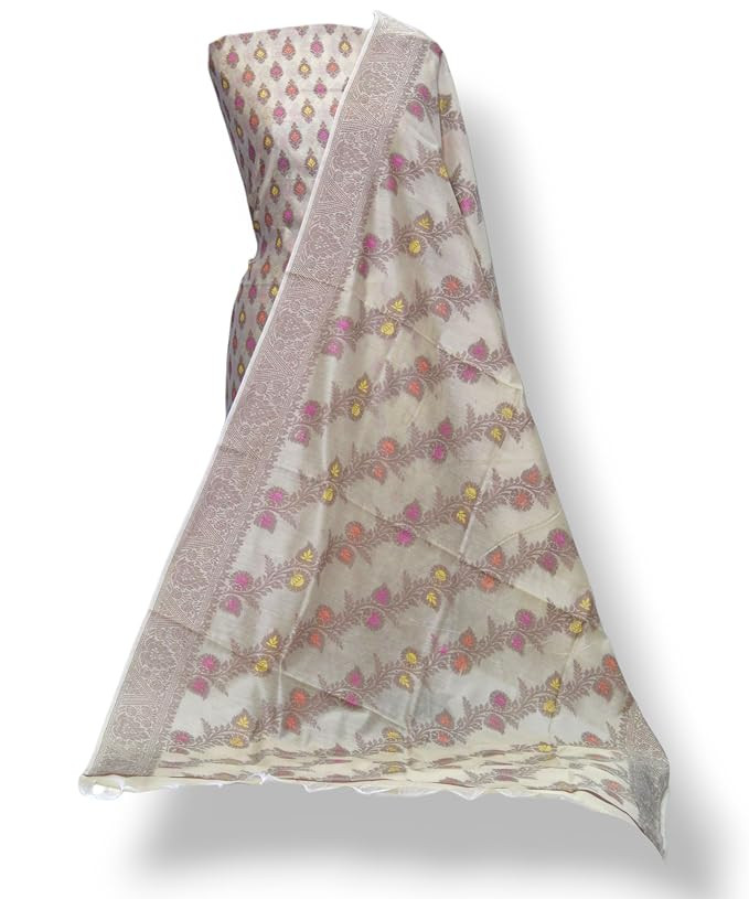 Banarasi churidar unstiched dress material butti design resham waeve