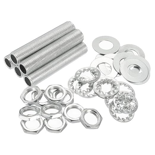 2" Lamp Pipe Kit with Lock Nuts Washers 1/8IP Thread Fasteners Assortment for Chandelier Ceiling Light Repair Assembly DIY Hardware