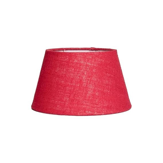 Lamp Shades Cotton Fabric Modern Design 12" Inches | Burlap Crafts Table And Floor Lamps Only Shades Without Lamp (12"x11"x8") (RED)