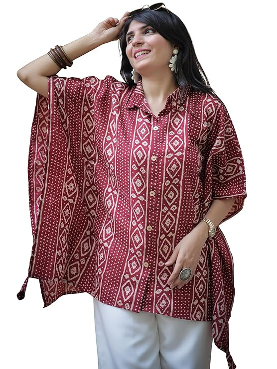 Women's Cotton Blend Printed Kaftan Tunic Top | Summer Kurti