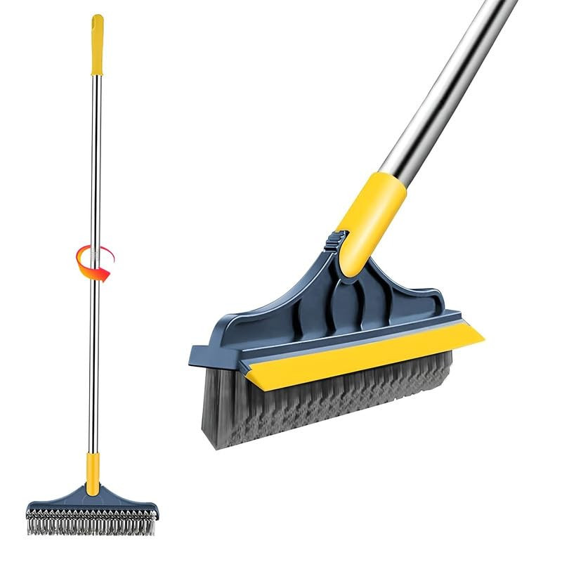 Premium 2 in 1 Bathroom Cleaning Brush with Wiper for Floor Cleaning Brush with Long Handle, Bathroom Tiles Cleaner Brush, 120° Rotating Cleaning Supplies for Household, Home Cleaning Tools