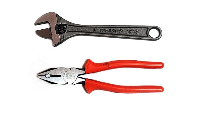 Taparia TK001 1621-8, 1171-8 Combination Plier 8", Adjustable Spanner 8" Set