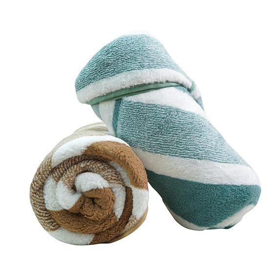 Hand Towel Set of 2-Super Soft Quick Dry Microfiber Face Towel for Women Men-Hanging Loop Napkins for Wash Basin Gym Sports Travel-40 x 60 cm ((Green/Brown, Set of 2)