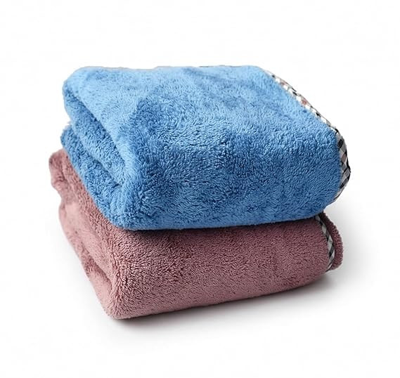 Hand Towels 2 Pack - Super Absorbent Quick Dry Soft Bath Towels for Bathroom Kitchen Gym - 16x24 Inch Lint Free- Blue and Maroon