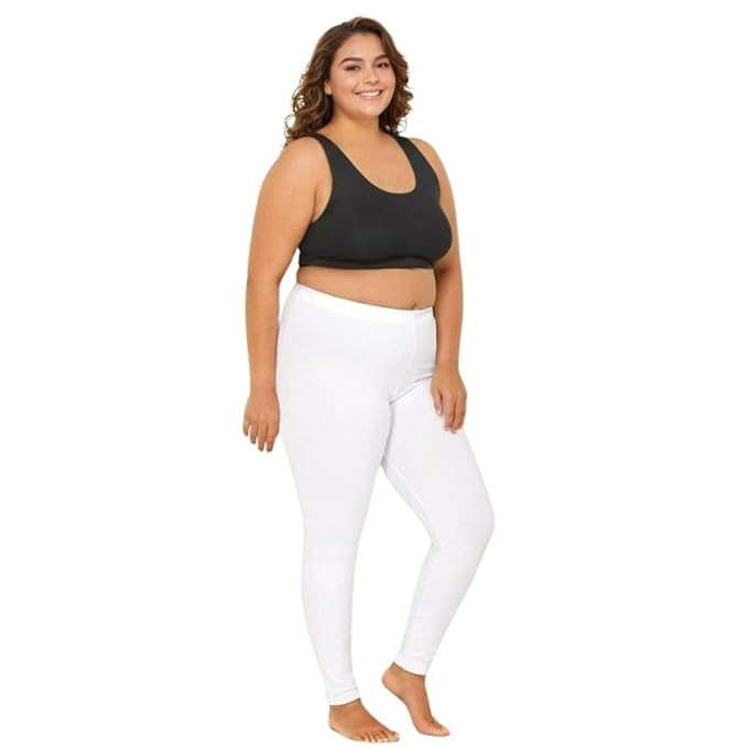 Plus Size Leggings for Women | Plus Size Leggings for Women | High Waist | Ankle Length | Soft Cotton & Elastane Blend | Non-See-Through | Gusset Crotch Prevents Ripping