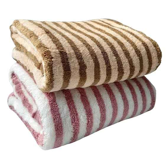 Hand Towels 2 Pack - Super Absorbent Quick Dry Soft Bath Towels for Bathroom Kitchen Gym - 16x24 Inch Lint Free- Coffee and Pink