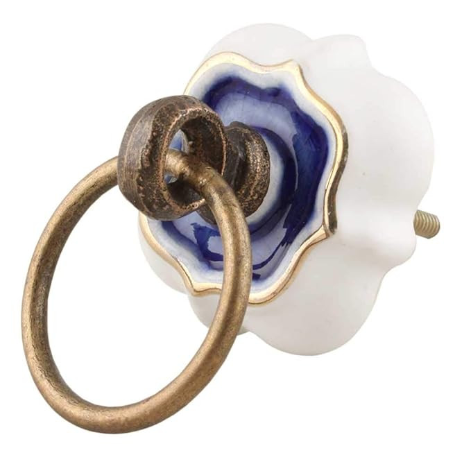 Pack Blue Decorative Knobs Round Ceramic Drawer Knobs Cute Dresser Knobs Kitchen Door Handle Unique Cabinet Pulls