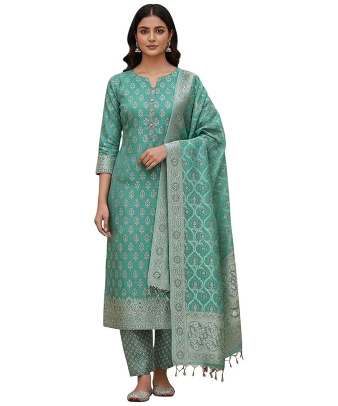 Banarasi chanderi cotton silk unstiched dress material