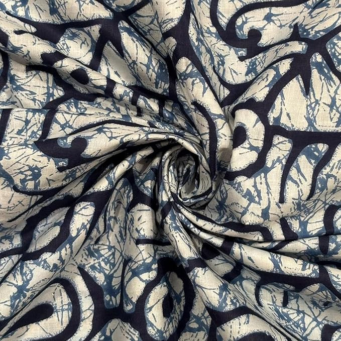 3 Meter Jaipuri Floral Printed Pure Cotton Unstitched Dress Material, Sanganeri Fabric for Blouse, Kurti, Plazzo, Lehenga and Saree (Paisly Black)