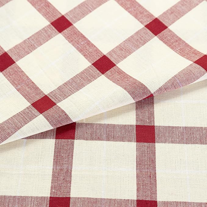 Red Buffalo Checkered Cotton Fabric – 1 Meter Custom Cut | Pre-Shrunk Washed Soft Cotton Fabric for Cushions, Table Linen, Kitchen, Garments & DIY Sewing