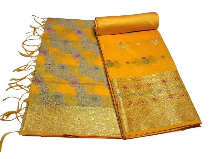 Women's Banarasi Silk Unstitched Salwar Suit Dress Material with Dupatta