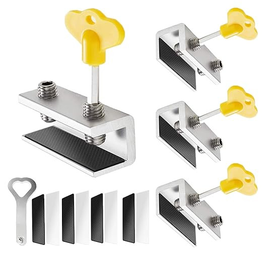 4 Sets Sliding Window Locks,Baby Safety Lock,Security Window Lock Aluminum With Key,Window Stoppers For Slide Door,Adjustable Security Locks For Kids Room Hung Windows,Silver