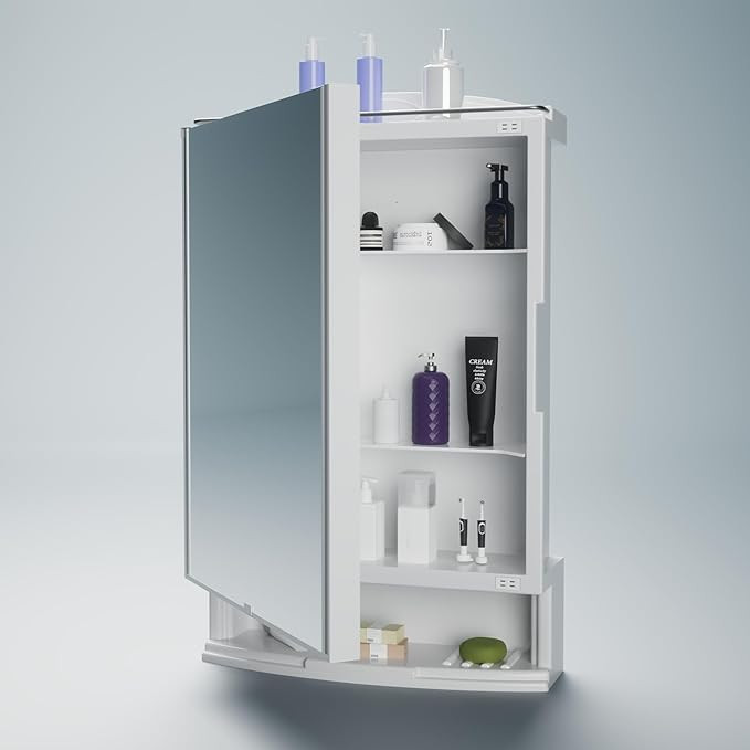 Plastic Premium Multipurpose Wall Mounted Storage Cabinet with Mirror, Prime Look (White)