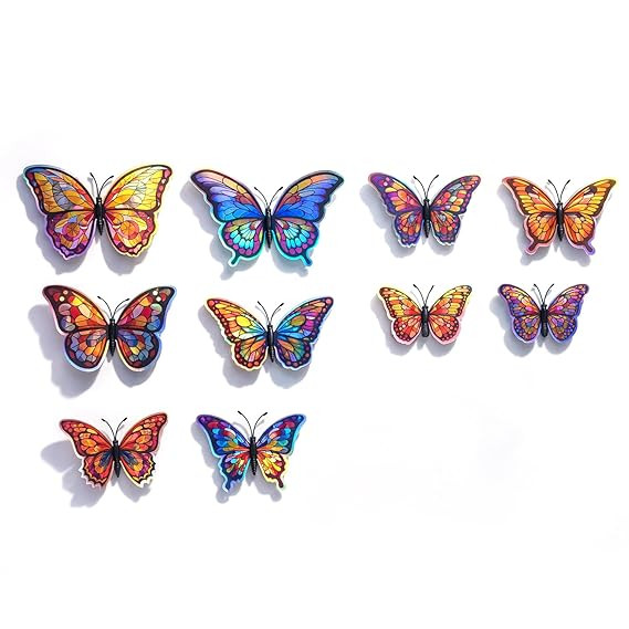 3D Multicolor Butterfly Wall Stickers with Magnet | Removable Self Adhesive Wall Decor for Living Room, Bedroom, Kids Room | Wall & Iron Surface Decoration. Design-24