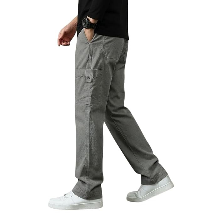 Cargo for Men | Cotton Cargo Pant | Lower for man | Elastic Drawstring Waist Straight Fit Bottoms | Comfortable Breathable Summer Cargos for Casual, Office Wear