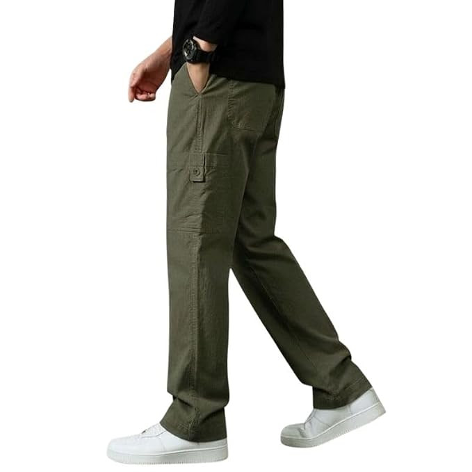 Cargo for Men | Cotton Cargo Pant | Lower for man | Elastic Drawstring Waist Straight Fit Bottoms | Comfortable Breathable Summer Cargos for Casual, Office Wear
