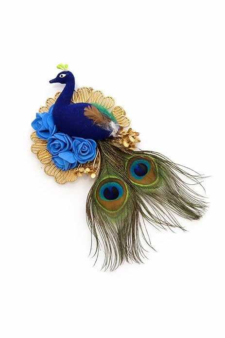 Artificial Peacock Flower Brooch for Hamper, Decoration, Gifting, Trousseau Packing | Decorative Feather Peacock Brooch