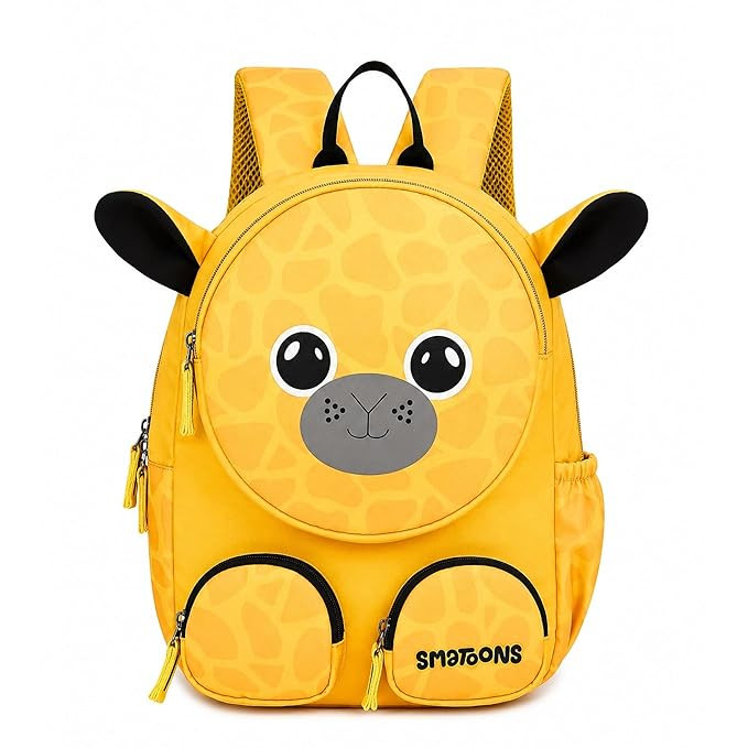 Giraffe Trail Preschool Doodler Kids School Bag for upto 3 Yrs | Backpack for Boys & Girls | Insulated Tiffin Pocket | 8L | 13inch | Smooth Zippers | Padded Straps | 270g | Water Resistant
