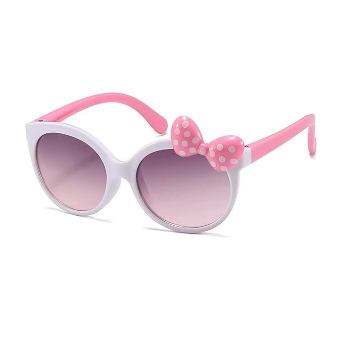 Protected Girl's Bow Cute Sunglasses Baby Personality Cartoon Travel Sunshade Glasses