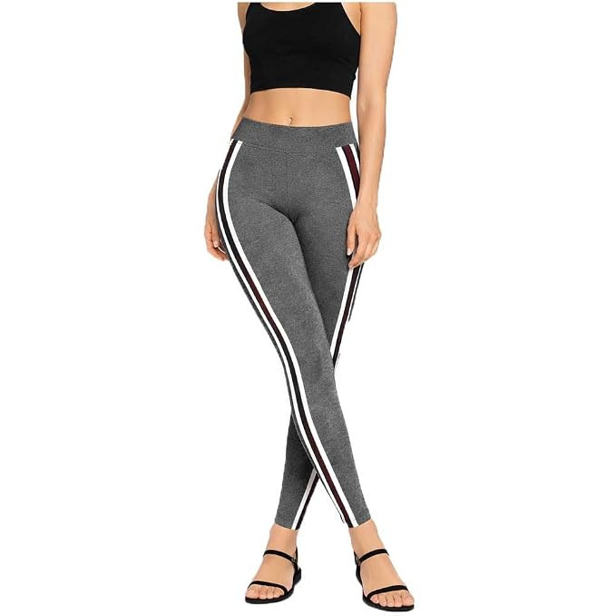 TA Womens Bottom Wear Stripe Jeggings for Girls Grey Single Pack