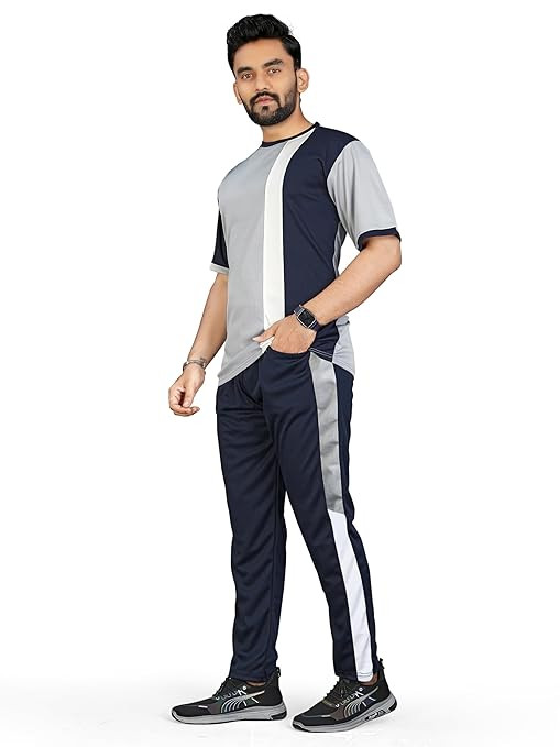 Cotton Blend Night Suit/Summer Suit for Men, Stylish Regular Fit Half Sleeves T-Shirt & Lower Set | Soft Cord-Set Track Suit for Boys | Ideal for Casual Outings, Gym, Workout