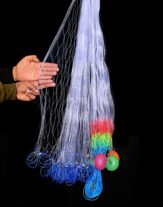TA 6 Finger Ultra Fine Fishing Gill Net | 23/114mm Mesh | 6ft Height x 40–50ft Length | Nylon Monofilament | Lead Sinkers with 5 PVC Apple Floats | Strong Green Valvate Rope | Ready to Use