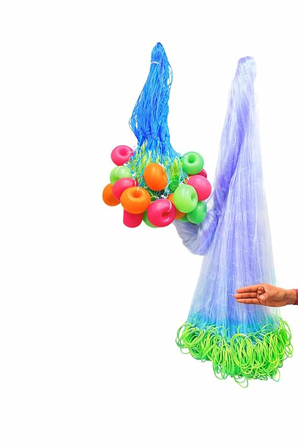 TA 4 Finger Ultra Fine Fishing Gill Net | 23/87mm Mesh | 5ft Height x 40–50ft Length | Nylon Monofilament | Lead Sinkers with 5 PVC Apple Floats | Strong Green Valvate Rope | Ready to Use