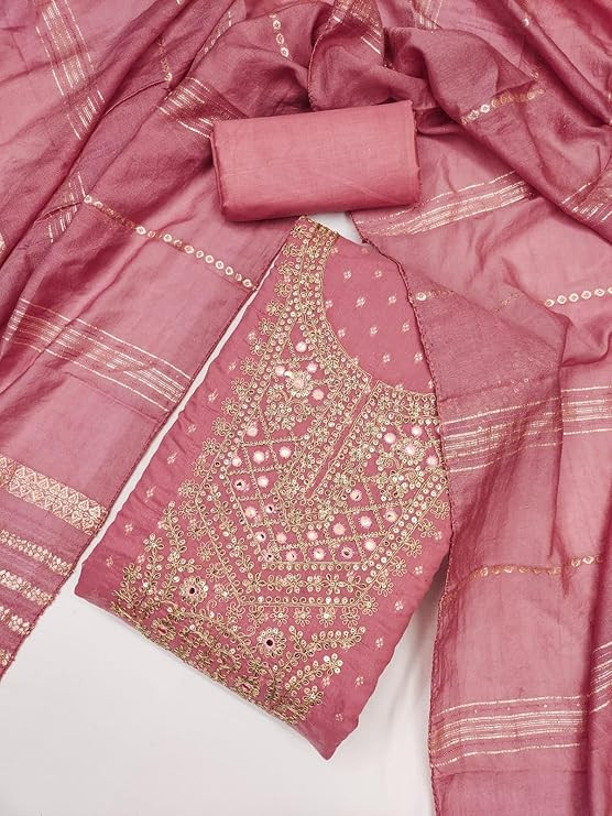 TA LATEST DRESS MATERIAL FOR WOMEN FEBRIC TYP CHANDERI SILK