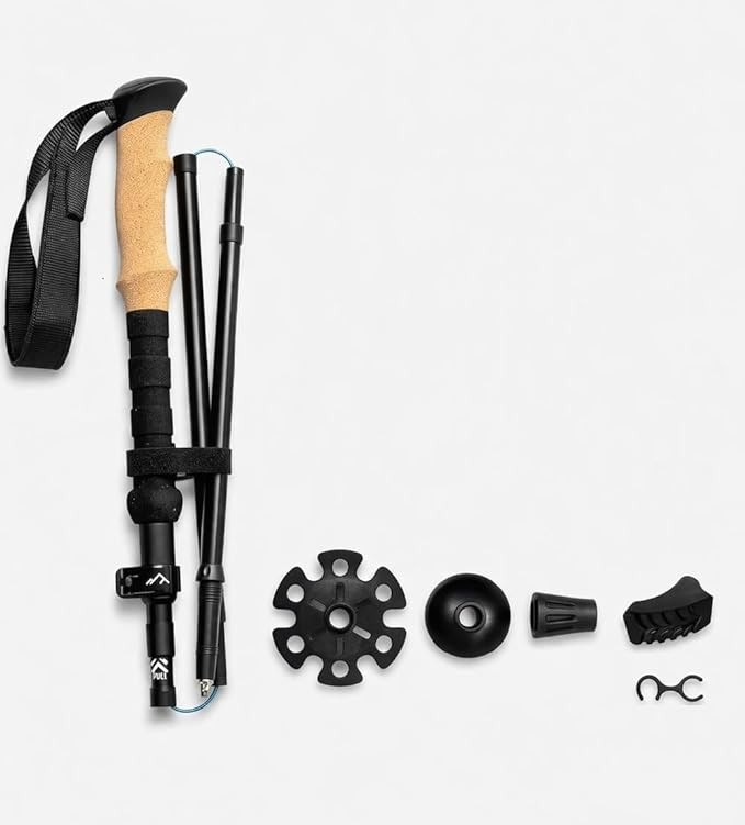 TA Premium Aluminum Trekking Poles - Lightweight & Foldable Hiking Sticks for Men, Women & Seniors | Adjustable Poles with Ergonomic Grips, Quick Lock System, Accessories & Carry Bag (Pack-1)