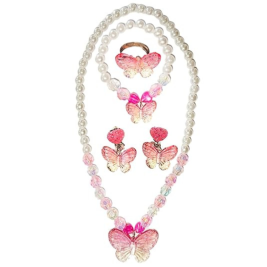 Jewellery Kit for Kids Girls | Set of 1| Princess Jewelry Set with Pearl Beads Necklace, Bracelet, Earrings & Ring | Dress-Up Costume Accessories Gift