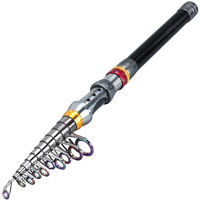 TA Fishing Rod Telescopic Fishing Pole Portable - 24 Ton Carbon Fiber, CNC Machined Reel Seat, Comfortable EVA Handle, Travel for Bass Trout Fishing-1.8M
