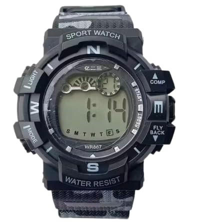 Digital Sports Watch, Pink, LCD Display, Water Resistant, Round Shape, Multiple Sports Modes, Electronic Wristwatch for Kids, Men, Women, 4.5x4.5x1.2 cm