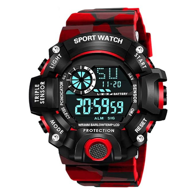 TA Digital Sports Multi Functional Black Dial Watch for Mens Boys -315RED
